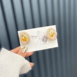 新作✩大理石風×変形レジン×ドライフラワー　イヤリング　ピアス