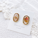 gold×ブラウンシェル ピアス/イヤリング