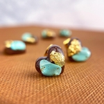チョコミント ターコイズ ピアス ハート チョコレート バレンタイン ミントチョコ フェイクスイーツ 12月 誕生石 天然石 ターコイズグリーン イヤリング ノンホールピアス 小さい ミニ　小ぶり