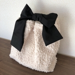 数量限定　リボン結びbag   プードルファー　ナチュラル