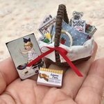 お裁縫大好きバスケットセット＊いちごの刺繍②＊やさしい花柄のダークブラウン色バスケット