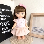 ピンクレースのワンピース&ヘアバンドセット ＊メルちゃん ソランちゃんの服＊