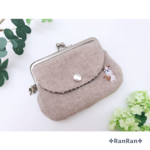 猫刺繍の親子がま口財布