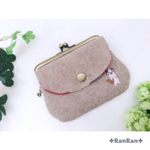 猫刺繍の親子がま口財布