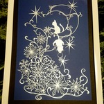 （（mi様用））切り絵　雪の結晶とネコver.3　the snow flakes, the cats  ver.3　原画