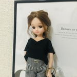リカちゃん服♡黒Ｖネックカットソー♡単品♡リアルクローズ ♡ドール服♡大人リカちゃん