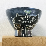 猫街の植物工事長　手びねり御飯茶碗 midnight