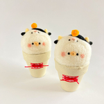 みかん乗せ🍊牛くまこちゃん鉢 ／ 羊毛フェルト ミニチュア マスコット