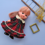 ２段フリルワンピース（赤チェック黒リボン）メルちゃんソランちゃん