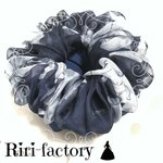 【今日の100円引き💕1個限定✨】フルール・パルファム❂さらにもこもこ✨シフォンシュシュ❤(ﾀﾞｰｸネイビー×ネイビー)