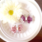 蝶よ、花よ。のバタフライレース風リボンヘアクリップ  アンティークカラー