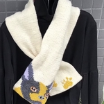 手編みマフラー☆フレンチブル☆赤  [レス メンズ キッズ 愛犬 オーダーメイド ]