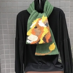 手編みマフラー☆ライオン    [レディース メンズ 動物 緑 編み物 ]
