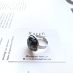 スノーフレークオブシディアン stainless ring 天然石 16mm リング サイズフリー