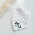 手刺繍マスク　マフラー黒柴犬