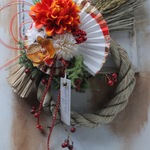 しめ縄飾り　ダリア&マム　アートフラワー　#29