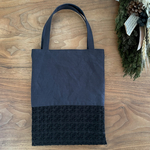 お値下げしました　プルメリア　刺繍とリネンのバッグ　刺繍バッグ　リネンバッグ　フォーマルバッグ　/ブラック