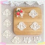 【3枚】猫 レース 刺繍 アップリケ モチーフ ケミカルレース ロココ風 手芸 ベージュ ホワイト