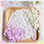 【5枚】ハート 愛 刺繍 アップリケ モチーフ ケミカルレース 「ベージュ」