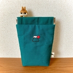 「あっ。リスがついてる」富士山刺繍のバネ口ポーチ【送料無料】
