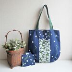 ハッピーバッグ　マスクポーチとお揃い！ネモフィラの丸底トートバッグとマスクポーチセット