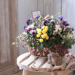 アンティークビオラの花束植え　アイアンバスケット