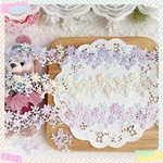 【1m】貝殻柄 マカロン レースリボン  ケミカルリボン ロココ調 手芸 素材 幻い 黄色い イェロー×ライトブルー
