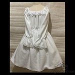 フリースの暖かシャーリングワンピース★ホワイト×白レース(即納品)