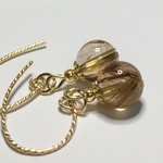 14KGF 8mm ルチルクォーツ シンプルピアス イヤリング