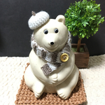 【再販】しろくま貯金箱　マフラーとベレー帽セット【茶】