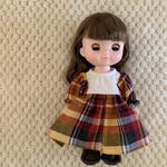 ソランちゃんのお洋服☆ チェックのぷっくり袖ワンピース
