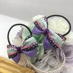 中央キラキラ♡２匹の蝶々柄×銀糸グレープ♡ヘアゴム 2個set