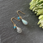 ワケアリsale・ラブラドライト＆ネオンブルーアパタイト・ピアス　天然石