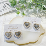 アンティーク パール ハート グレー イヤリング/ピアス