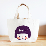 名入れキッズトートバッグ（ぱっちりめめちゃん(おかっぱヘア)）