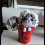 ＊Xmas　サンタの被り物ねこちゃんinバケツ　置物＊