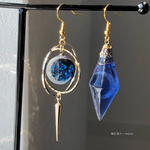三日月サンセット　オルゴナイト　天球儀とランタン　蓄光三日月　アシンメトリーピアス　イヤリング
