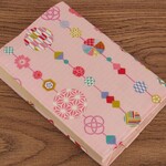 【文庫本】ゴムバンド栞付ブックカバー★カラフル 手毬 小花 まり★和柄★ピンク