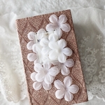 6枚セット オーガンジー フラワー 花 モチーフ 白 BK201250 ハンドメイド 手芸 素材 材料