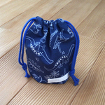 【sale】コップ袋　恐竜ブルー(裏地なし)　