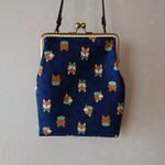御朱印帳入れ  麻の葉に柴犬(ネイビー)