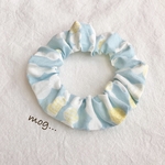 北欧風❁﻿スカイブルードットストライプ猫シュシュ首輪