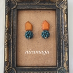 wood cabochon beads ball pierce