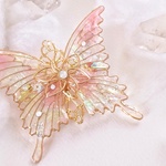 スノーダイヤモンドの蝶バレッタ〜pink color〜.（hair ornaments of butterfy〜Snow diamond〜）.