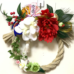 しめ縄、紅白、蘭の花、初春