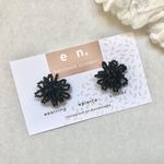 【再販】つぶつぶ（ブラック）::ビーズ　刺繍　樹脂　樹脂ピアス　樹脂イヤリング　シンプル　大ぶり　黒::