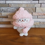 ☆ついたん☆　もこもこニット帽＆マフラーセット(ソフトクリーム色)      