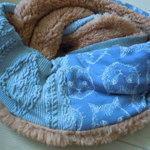 ハンドメイド◆スヌードシャトンドットアラン編みニットファー 