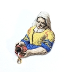 世界の名画刺繍ブローチ フェルメール「牛乳を注ぐ女」