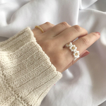 ビーズリング ‪‪❤︎‬ white × gold 2点セット【即購入OK】韓国 ハンドメイド